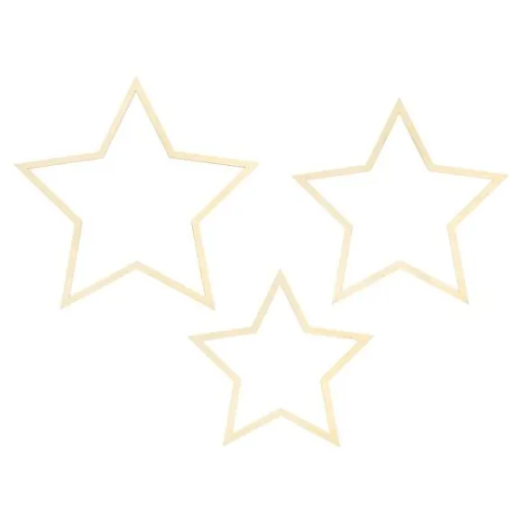 Suspension De 3 Grandes Etoiles En Bois A Suspendre