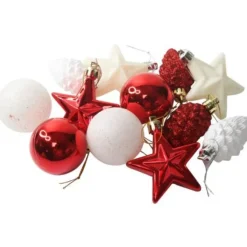 Suspension De Sapin De Noel Blanche Et Rouge X 12 Pi Ces