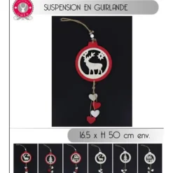 Suspension En Guirlande De Noel Avec Coeur En Bois