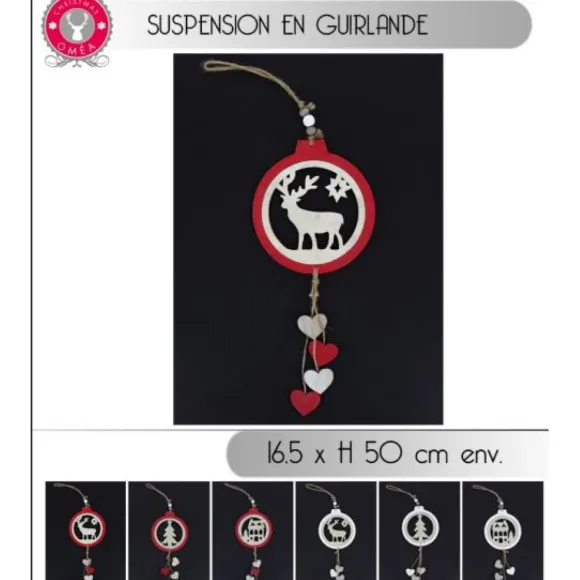 Suspension En Guirlande De Noel Avec Coeur En Bois