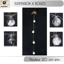 Suspension Noel 4 Boules Nature