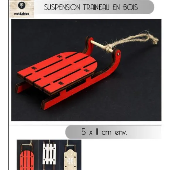 Suspension Petit Traineau En Bois
