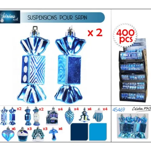 Suspension Pour Sapin De Noel Sirius Turquoise X 4 Pi Ces