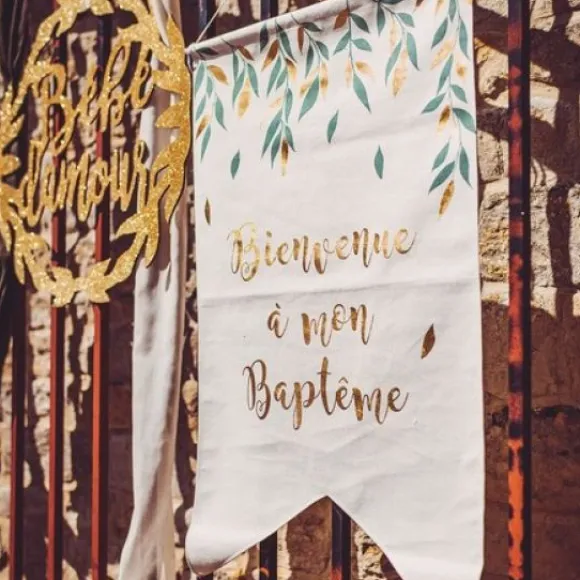 Tenture Lin Bienvenue A Mon Bapt Me