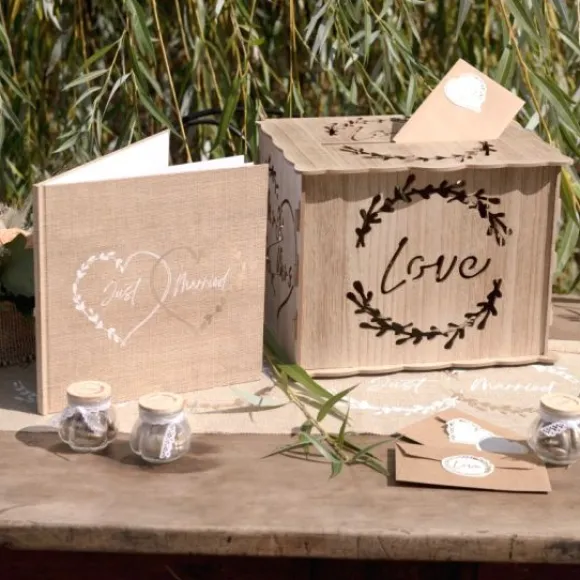 Tirelire Ou Urne Mariage Naturel " Love " En Bois 30 Cm