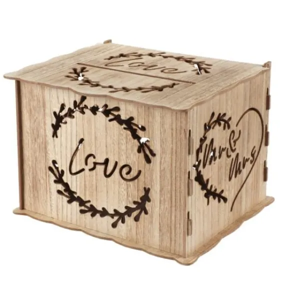 Tirelire Ou Urne Mariage Naturel " Love " En Bois 30 Cm
