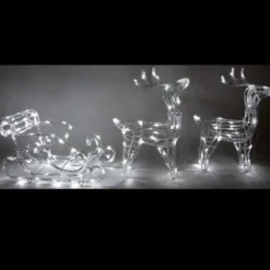 Traineau De Noel Luxe Avec Ses 2 Rennes Blanc