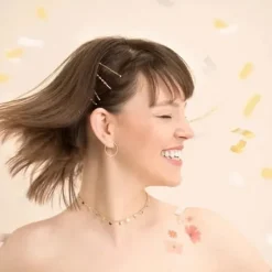 Tube Confettis Rectangle Blanc Et Or 35Cm