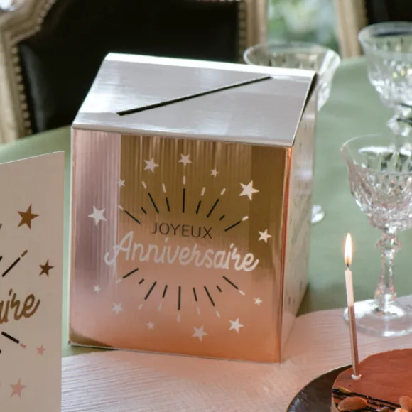 Urne Carr E Joyeux Anniversaire Etincelant Rose Gold 20Cm