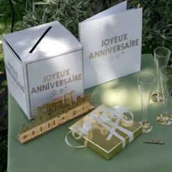 Urne Joyeux Anniversaire Or 20X20Cm