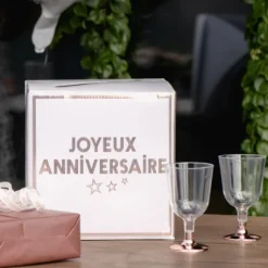 Urne Joyeux Anniversaire Rose Gold 20X20Cm