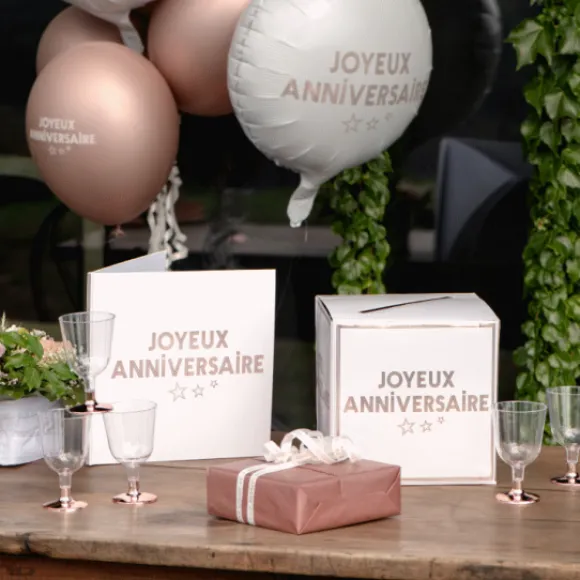 Urne Joyeux Anniversaire Rose Gold 20X20Cm