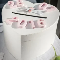 Urne Mariage En Forme De Coeur Blanc