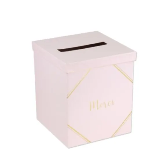 Urne Mariage Merci Rose Et Or