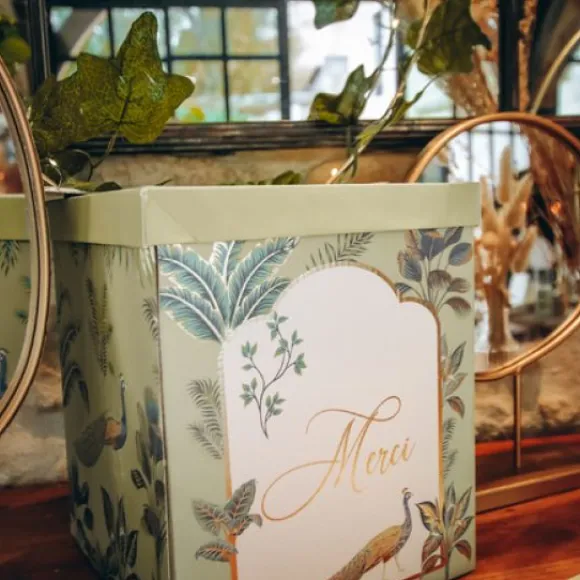 Urne Mariage Theme Tropical Peacock