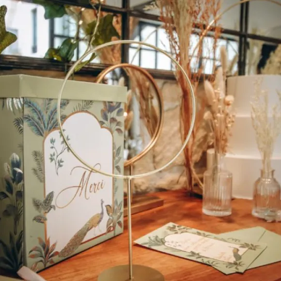 Urne Mariage Theme Tropical Peacock