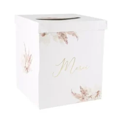 Urne Merci Theme Pampas Fleurs De Coton