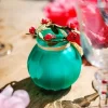Vase Bucolique Turquoise 8Cm Avec Raphia