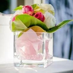 Vase Mariage Cube En Verre Transparent 13Cm