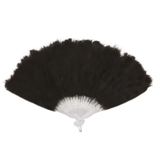 Ventail Plumes Noir 43 Cm