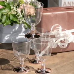 Verre Pied En Plastique R Utilisable 15 Cl Rose Gold X6 Pi Ces