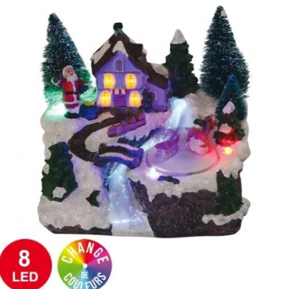 Village De Noel Anim Avec P Re Noel Et Renne