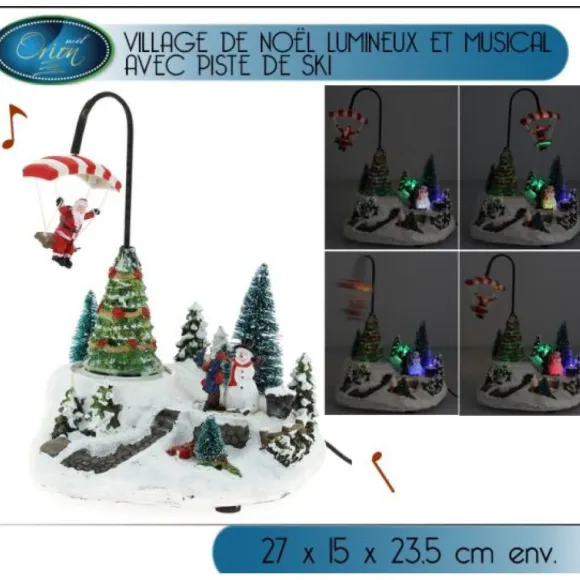 Village De Noel Lumineux Et Musical Avec Piste De Ski