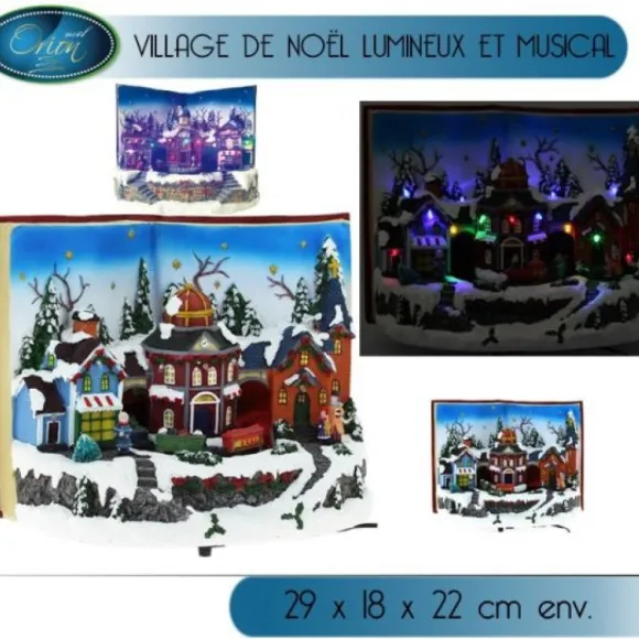 Village De Noel Lumineux Dans Un Livre