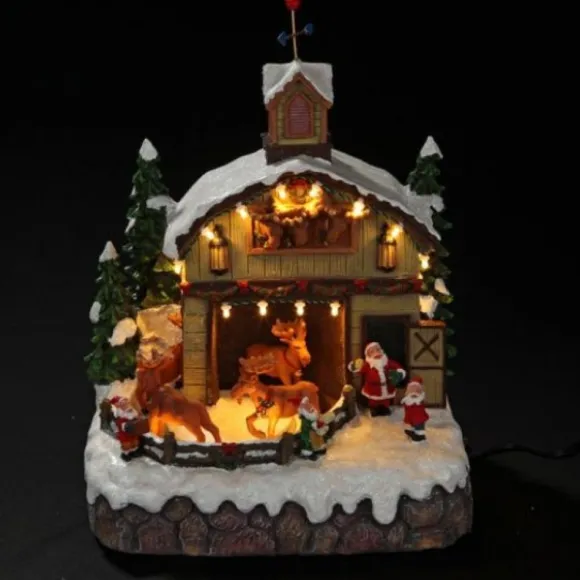 Village De Noel Miniature Du P Re Noel 17 Led Blanc Chaud