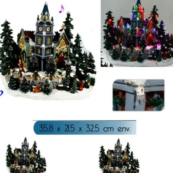 Village De Noel Musical Lumineux Avec Sapins