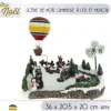 Village Scene De Noel Lumineuse Et Musical Avec Montgolfiere